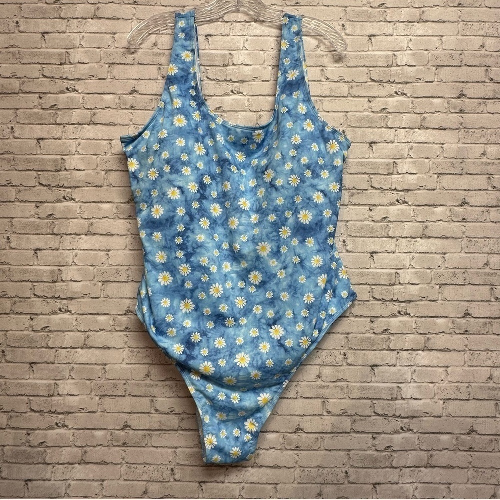 Women's Size 4XL Blue Floral Tie Dye One Piece Swimsuit